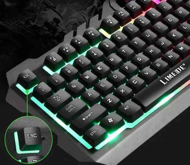 Mechanical keyboard with RGB lighting on a dark background