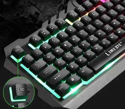 Mechanical keyboard with RGB lighting on a dark background