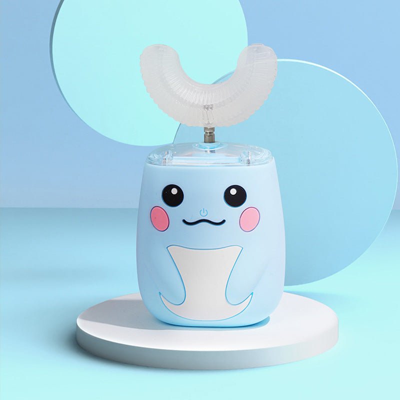 Cute cartoon-style shark with a light blue background