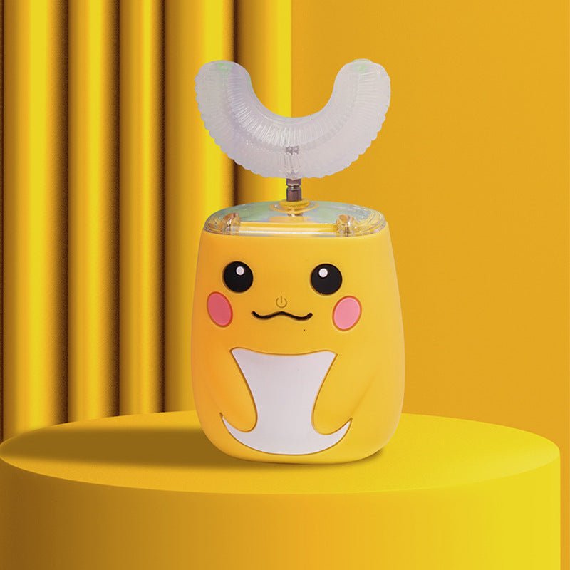 Yellow cartoon-like container with a white lid on a yellow background