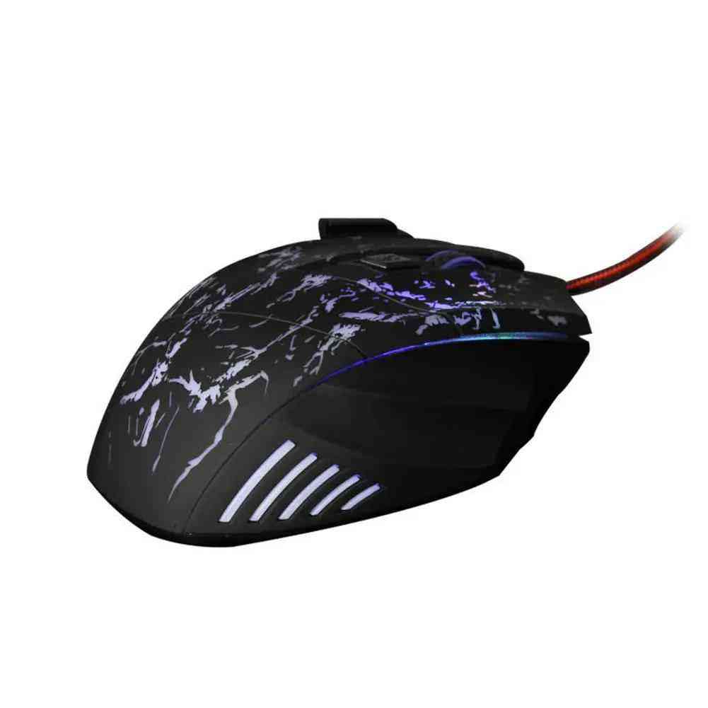 Gaming mouse with marble design and LED lighting on a white background
