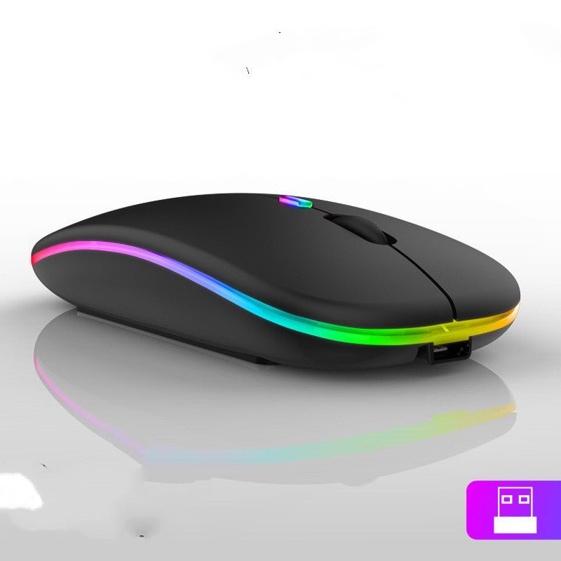 Black gaming mouse with RGB lighting on a white background