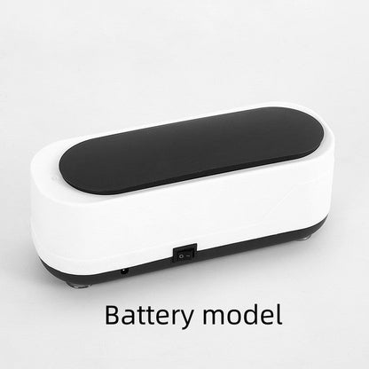 White and black vibration plate on a light gray background with 'Battery model' text.