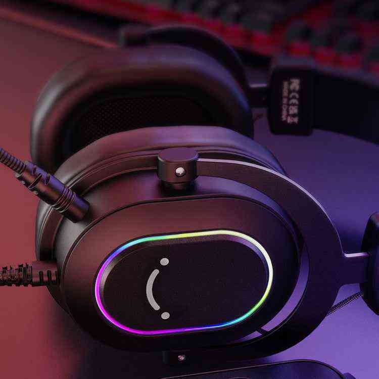USB Gaming Headset with RGB lighting on a dark background