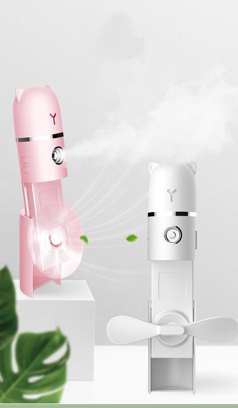 Pink and white electronic devices on a light gray background with green leaves.