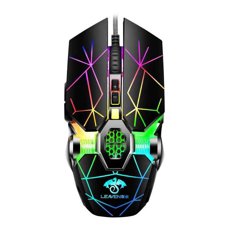 Gaming mouse with colorful LED lights on a white background