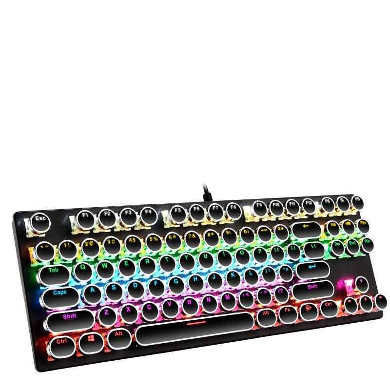 🎮 Wired 87-Key Punk Mechanical Blue Axis Gaming Keyboard – RGB Luminous & Waterproof ⚙️ - TechTronic