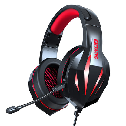 Black and red gaming headset with visible brand logo on a white background