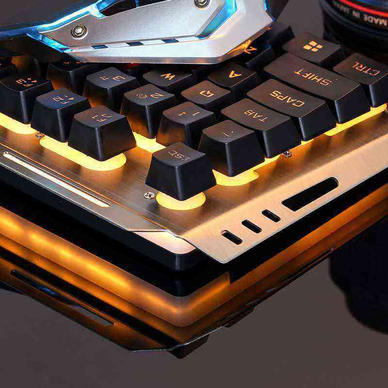 Gaming keyboard with backlit keys on a dark background
