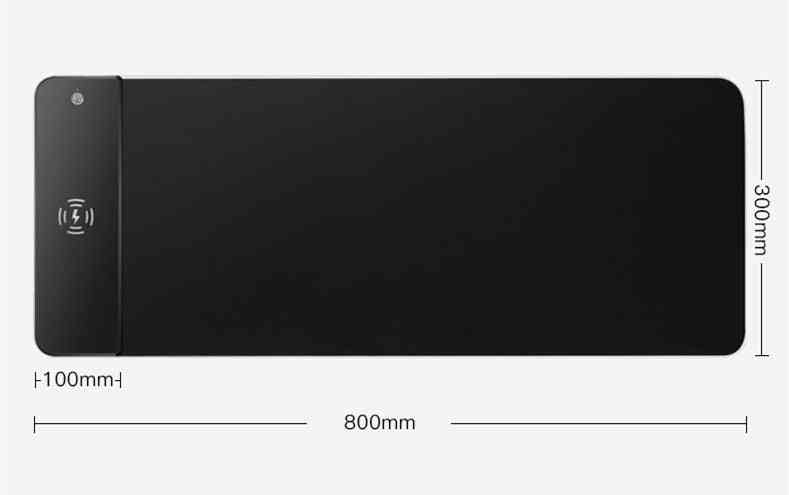 Black mouse pad with dimensions labeled on a white background