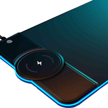 Close-up of a smartphone with a wireless charging pad on a white background