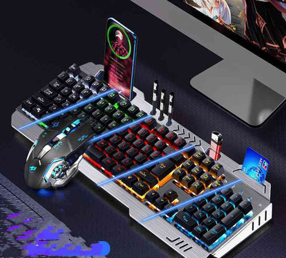 Gaming keyboard with RGB lighting on a desk setup