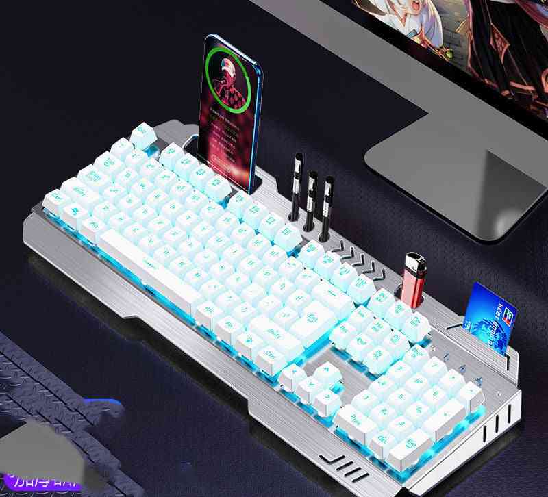 Gaming keyboard with RGB lighting on a dark surface
