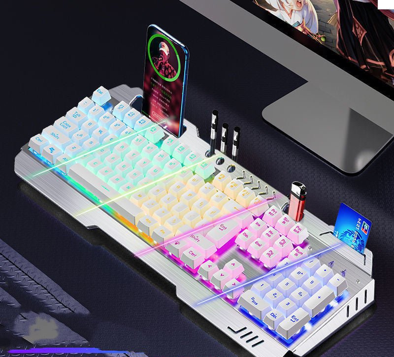 Colorful keyboard with RGB lighting on a dark surface