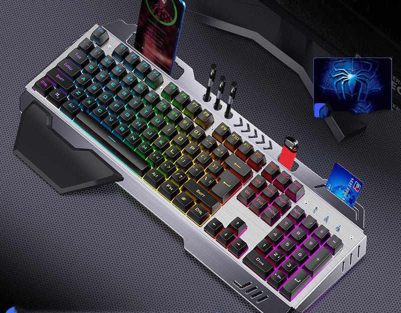 Gaming keyboard with RGB lighting on a dark surface