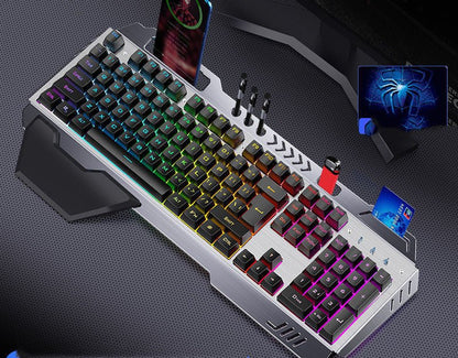 Gaming keyboard with RGB lighting on a dark surface