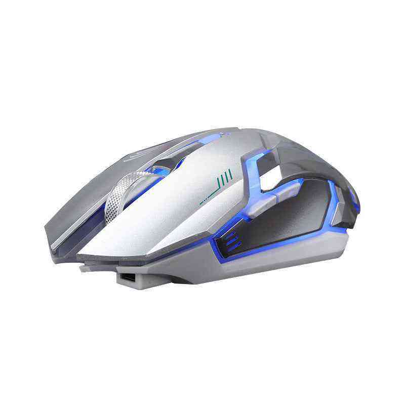 Gaming mouse with blue accents on a white background
