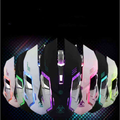 Gaming mouse with RGB lighting effects on a dark background