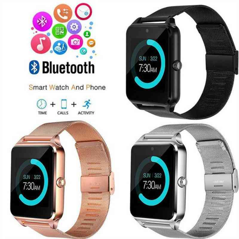 Three Z60 Smart Watch in black, rose gold, and silver with Bluetooth connectivity icons.